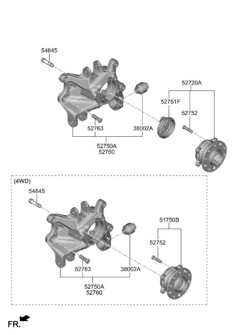 2022 Kia Telluride Rear Bearing Sensor Diagram for 58980S1000