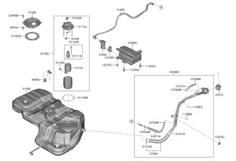 2022 Kia Telluride Fuel Pump Sender Assembly Diagram for 94460C5050