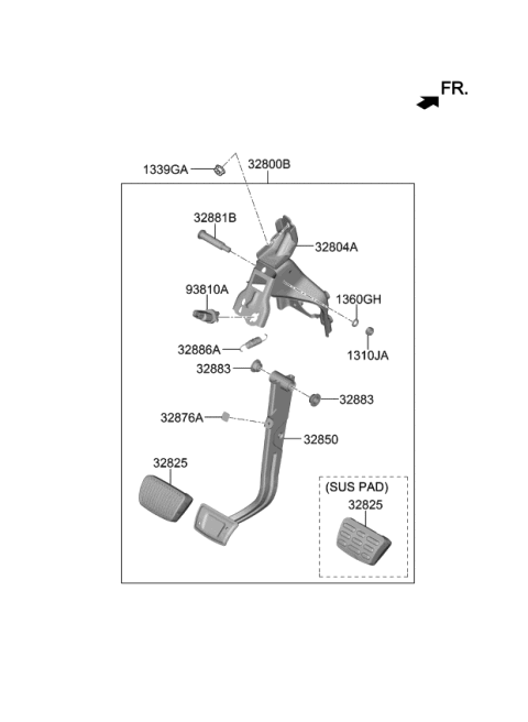 2022 Kia Telluride Brake & Clutch Pedal Diagram