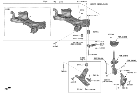 2021 Kia Telluride STOPPER-CROSSMEMBER Diagram for 62473S1000