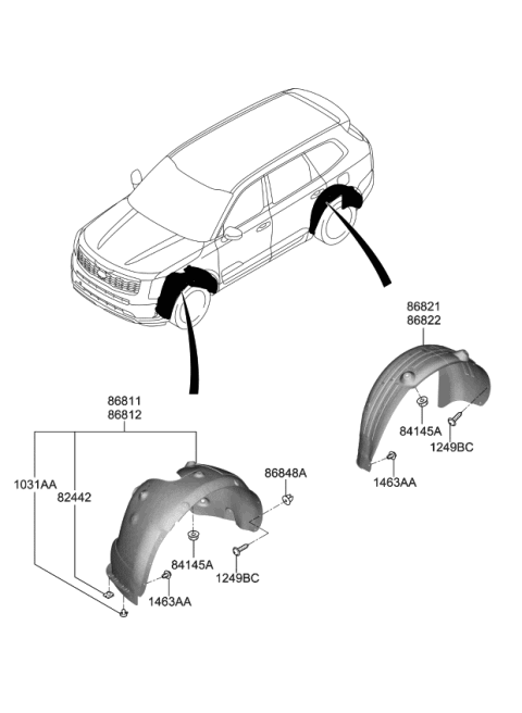 2022 Kia Telluride Wheel Guard Diagram