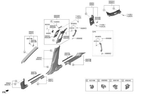 2020 Kia Telluride TRIM ASSY-CTR PILLAR Diagram for 85830S9100GYT