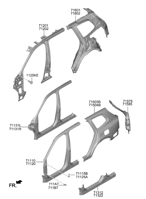2021 Kia Telluride BRKT Assembly-Fender Rr Diagram for 711A7S9000