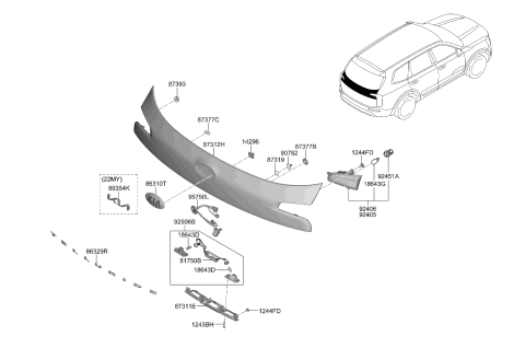 2020 Kia Telluride Tail Gate Handle Assembly Diagram for 81820S9000
