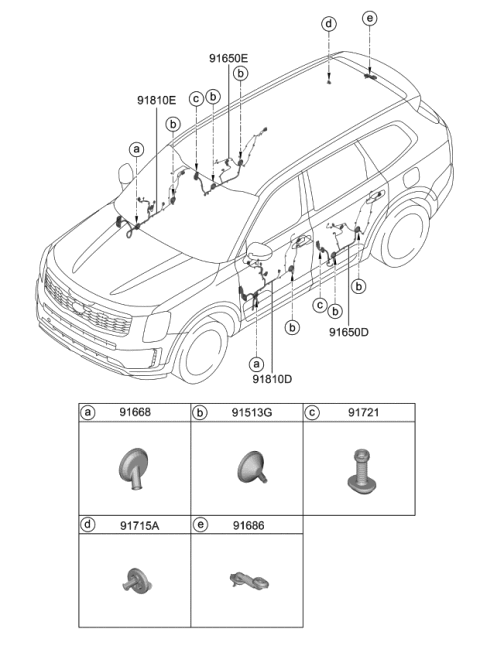 2021 Kia Telluride Pad U Diagram for 91610S9070