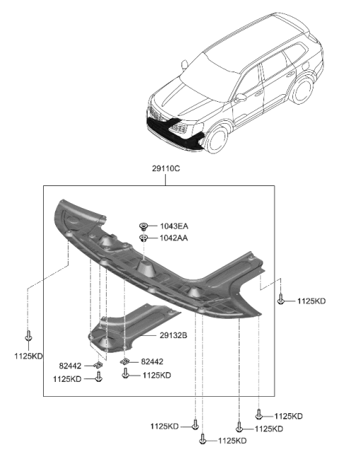 2022 Kia Telluride Pad U Diagram for 29110S9000