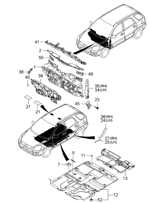 2005 Kia Sportage Pad Assembly-Isolation Dash Diagram for 841201F000