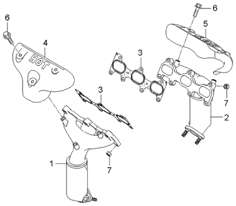 2005 Kia Sportage Exhaust Manifold Assembly, Left Diagram for 2850037530