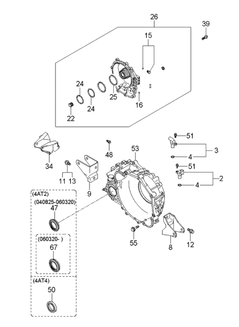 2006 Kia Sportage Produced Before SEP.2006 Auto Transmission Case Diagram 4