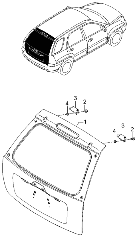 2005 Kia Sportage Panel Assembly-Tail Gate Diagram for 737001F110