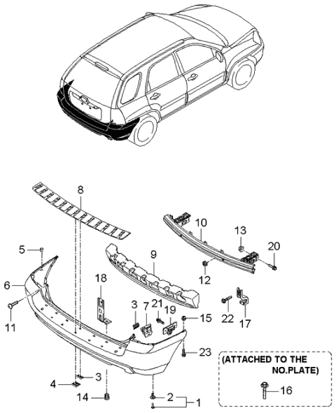 2005 Kia Sportage Bracket-Rear Bumper Assembly Diagram for 866171F000