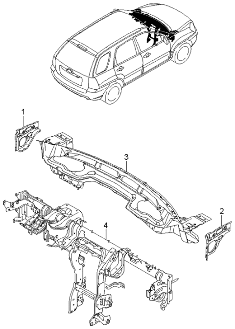 2006 Kia Sportage Cowl Panel Diagram