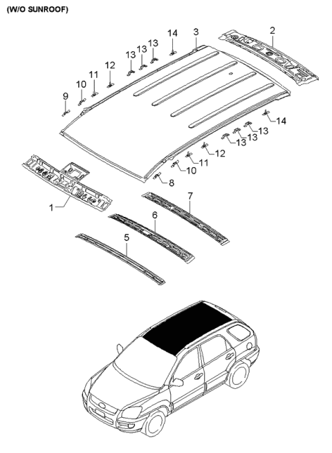 2006 Kia Sportage Panel-Roof Diagram for 671111F100