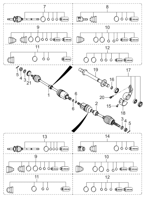 2006 Kia Sportage Drive Shaft-Front Diagram 1