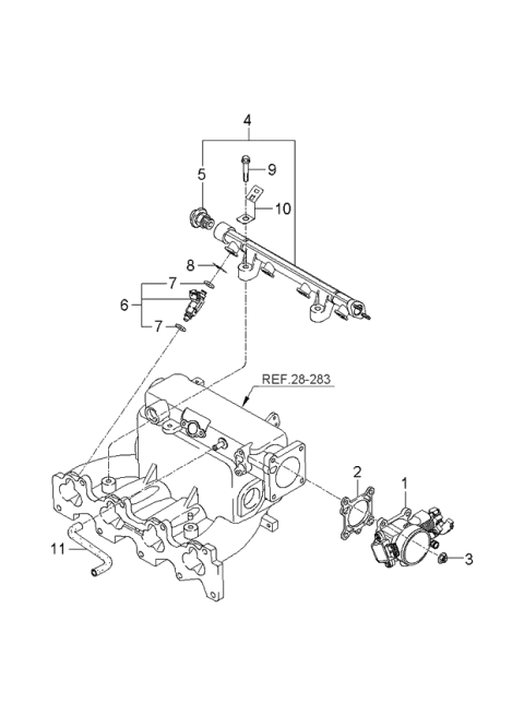 2006 Kia Sportage Throttle Body & Injector Diagram 1