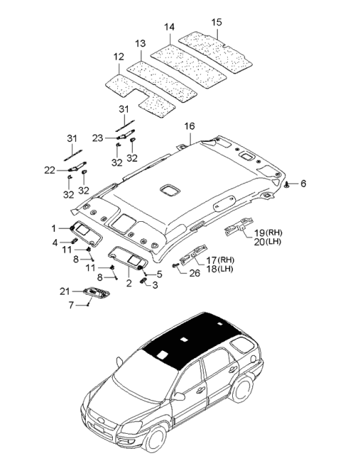 2006 Kia Sportage Cover-3PT Emergency Locking Retractor Diagram for 853801F000EZ