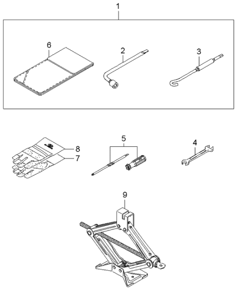 2005 Kia Sportage Tool Set Diagram for 091301F500