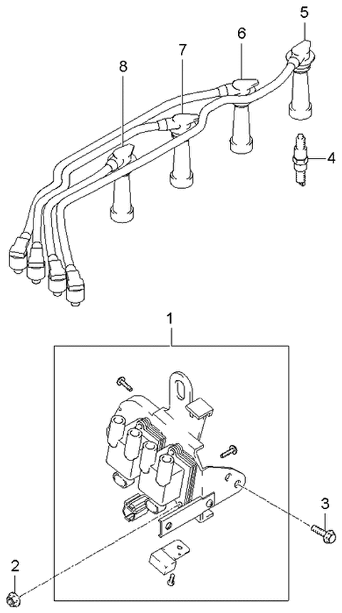 2005 Kia Sportage Spark Plug & Cable Diagram 1