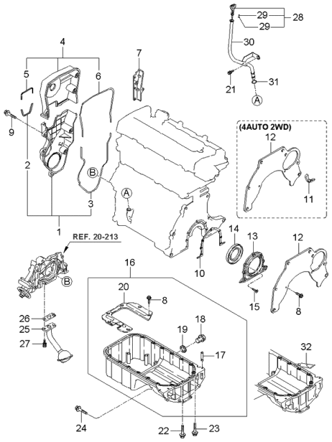 2005 Kia Sportage Belt Cover & Oil Pan Diagram 1