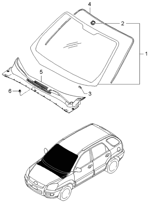2006 Kia Sportage Cover Assembly-Cowl Top Diagram for 861501F000