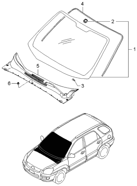 2006 Kia Sportage Moulding-Windshield Glass Diagram for 861311F000