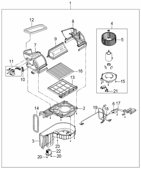 2005 Kia Sportage Heater System-Blower Unit Diagram