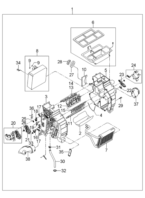 2005 Kia Sportage Heater System-Heater & Evaporator Diagram