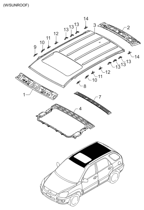 2005 Kia Sportage Roof Panel Diagram 2