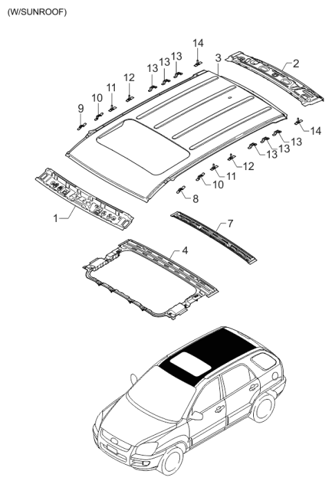 2006 Kia Sportage Roof Panel Diagram 2