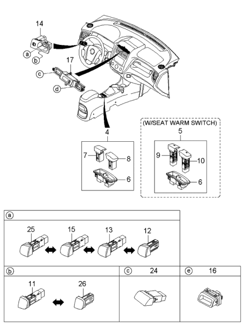 2006 Kia Sportage Bezel-Console Switch Diagram for 933031F000WK