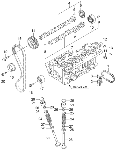 2006 Kia Sportage Camshaft & Valve Diagram 1