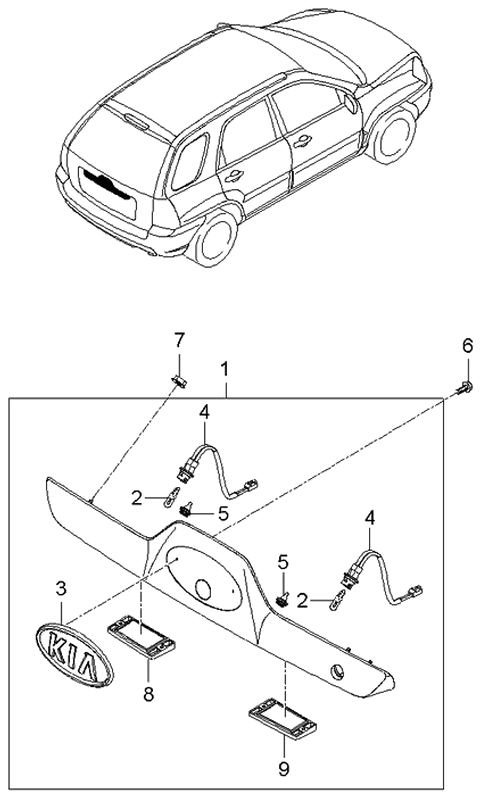 2005 Kia Sportage License Plate & Interior Lamp Diagram