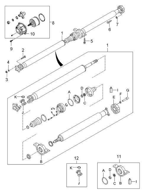2006 Kia Sportage Repair Kit-Center Bearing Diagram for 495752E000