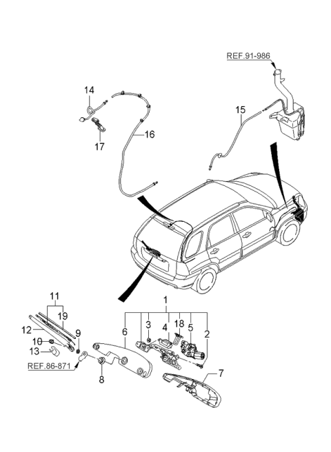 2005 Kia Sportage Hose Assembly-Windshield Washer Diagram for 989501F100