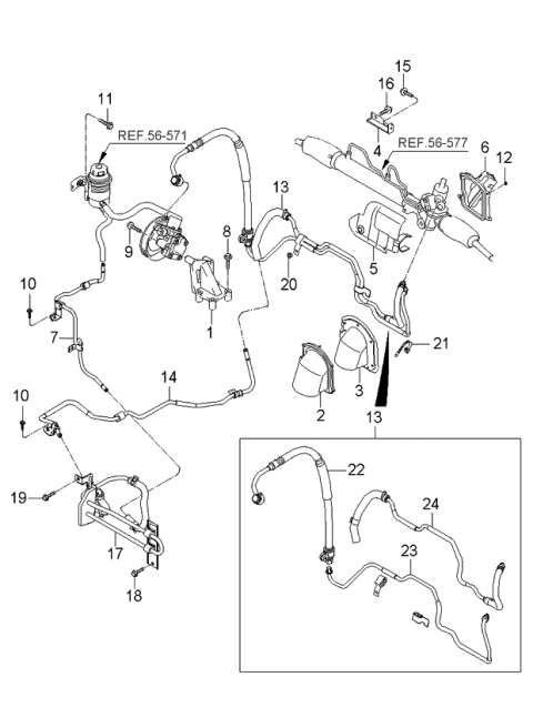 2006 Kia Sportage Hose Assembly-Power Steering Oil Pressure Diagram for 575112E100