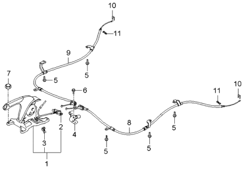 2006 Kia Sportage Lever Assembly-Parking Brake Diagram for 597101F000EZ