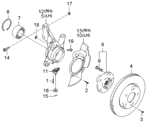 2006 Kia Sportage Front Wheel Hub Assembly Diagram for 517502E000