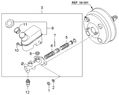 2005 Kia Sportage Brake Master Cylinder & Booster Diagram