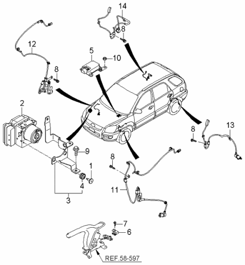 2006 Kia Sportage Sensor Assembly-YAW Rate Diagram for 956901F300