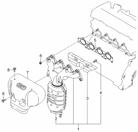 2005 Kia Sportage Catalytic Converter Assembly Diagram for 2853023780