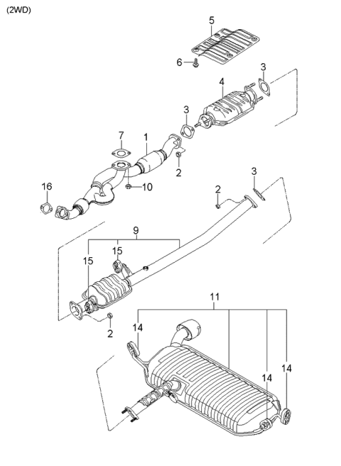 2005 Kia Sportage Center Exhaust Pipe Diagram for 286502E400