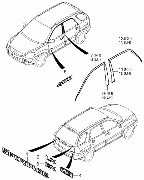 2005 Kia Sportage Lx Emblem Diagram for 863131F000