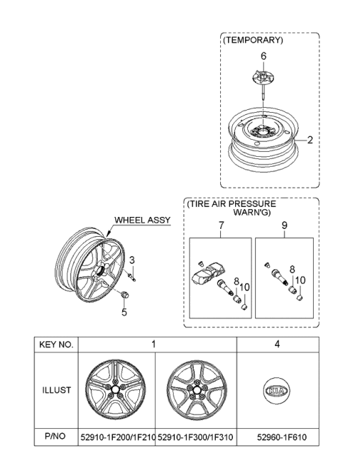 2005 Kia Sportage Wheel & Cap Diagram