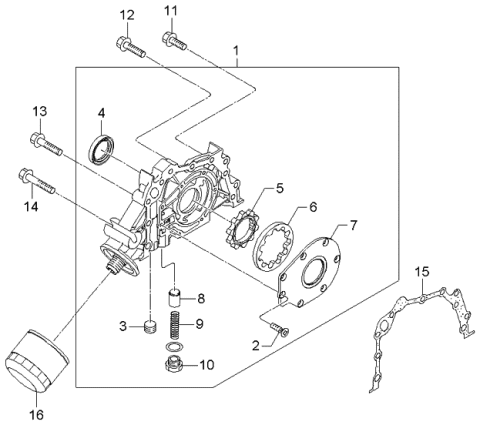 2006 Kia Sportage Front Case & Oil Filter Diagram 1