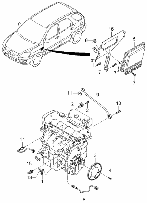 2005 Kia Sportage Computer Assembly Diagram for 3910423240