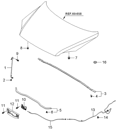 2006 Kia Sportage Hood Trim Diagram