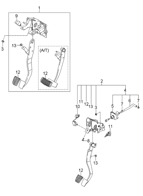 2005 Kia Sportage Clutch & Brake Pedal Diagram