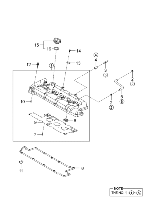 2006 Kia Sportage Cover Assembly-Head Cylinder Diagram for 2240023840
