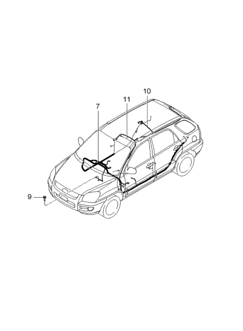 2006 Kia Sportage Wiring Assembly-Roof Diagram for 918101F250