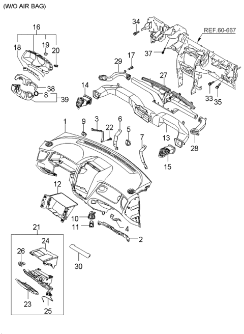 2006 Kia Sportage Produced Before SEP.2006 Crash Pad Upper Diagram 2